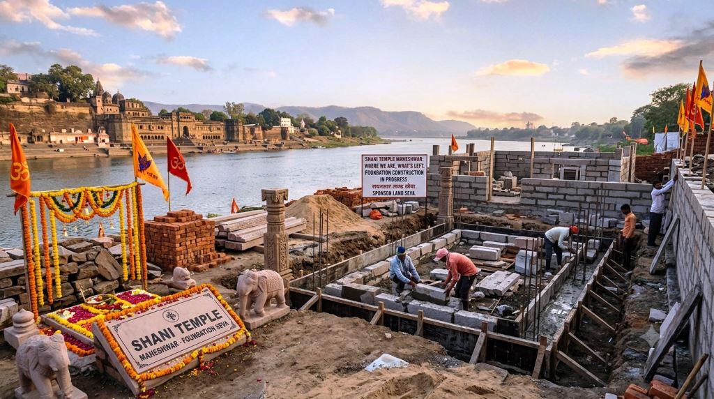 Inside Shani Temple Construction Maheshwar: Status & Land Seva